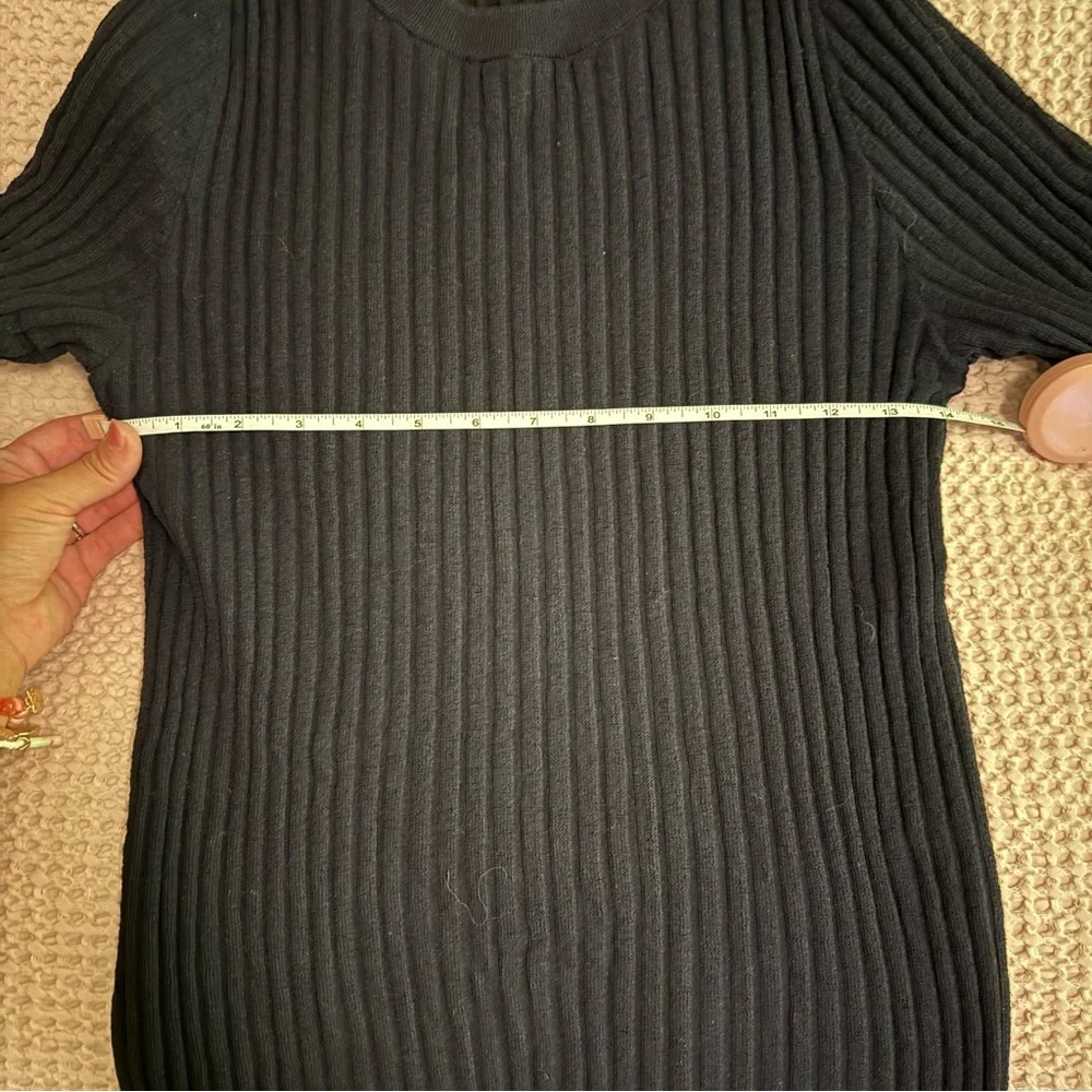 COS Black Ribbed Knit Midi Dress Long Sleeve Asymmetrical Hem Minimalist Size S - Picture 11 of 16